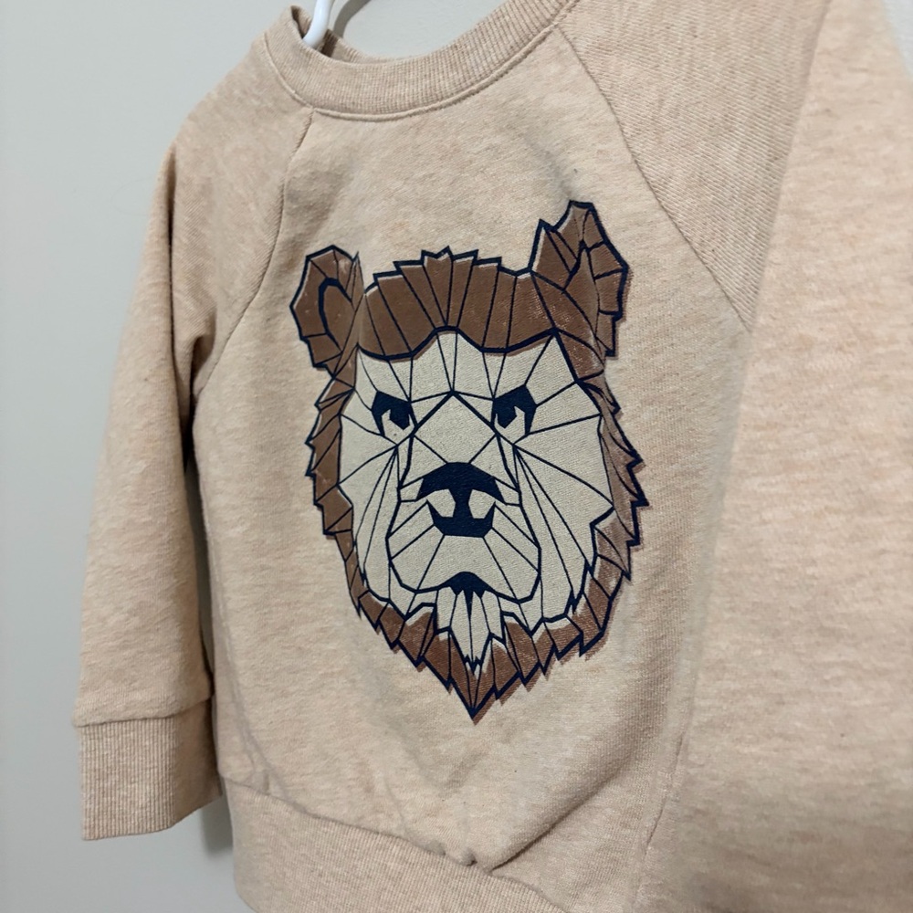 Cat & Jack Tan Bear Graphic Sweatshirt Boys 3T - Picture 2 of 5